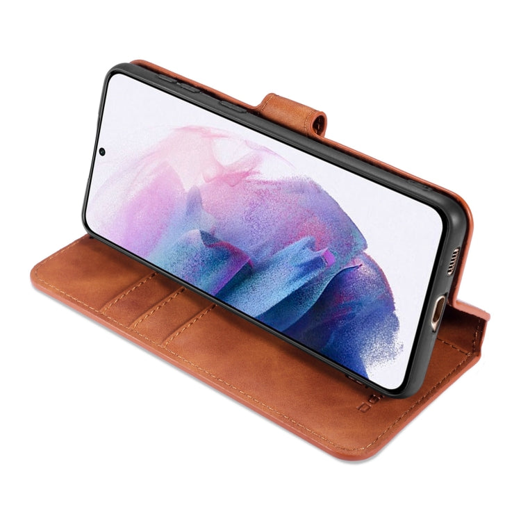 DG.MING Retro Oil Side Horizontal Flip Case with Holder & Card Slots & Wallet, Compatible with Samsung Galaxy S21 5G