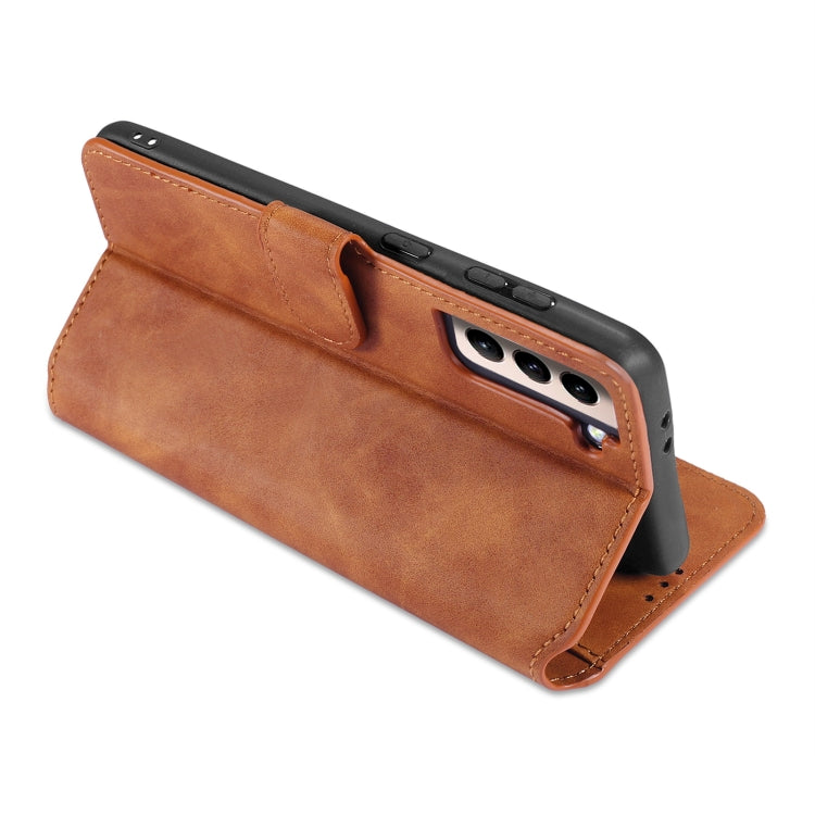 DG.MING Retro Oil Side Horizontal Flip Case with Holder & Card Slots & Wallet, Compatible with Samsung Galaxy S21 5G