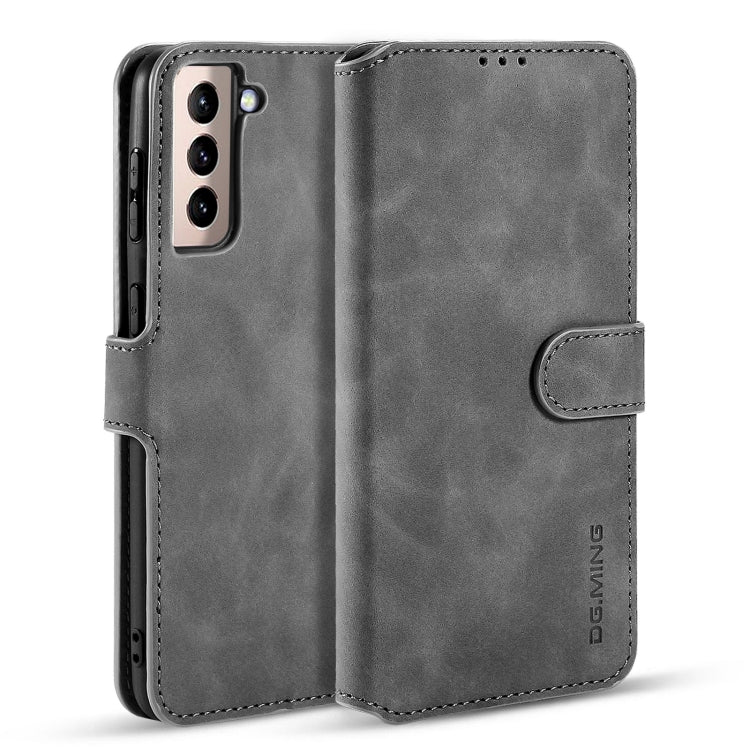 DG.MING Retro Oil Side Horizontal Flip Case with Holder & Card Slots & Wallet, Compatible with Samsung Galaxy S21 5G