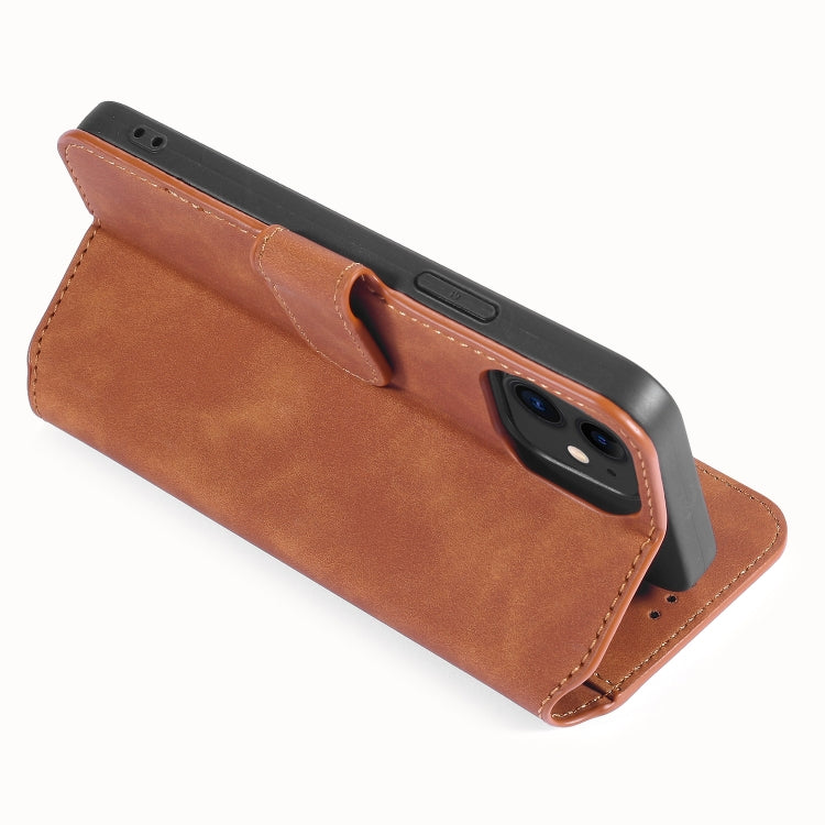 DG.MING Retro Oil Side Horizontal Flip Case with Holder & Card Slots & Wallet, Compatible with iPhone 12 mini