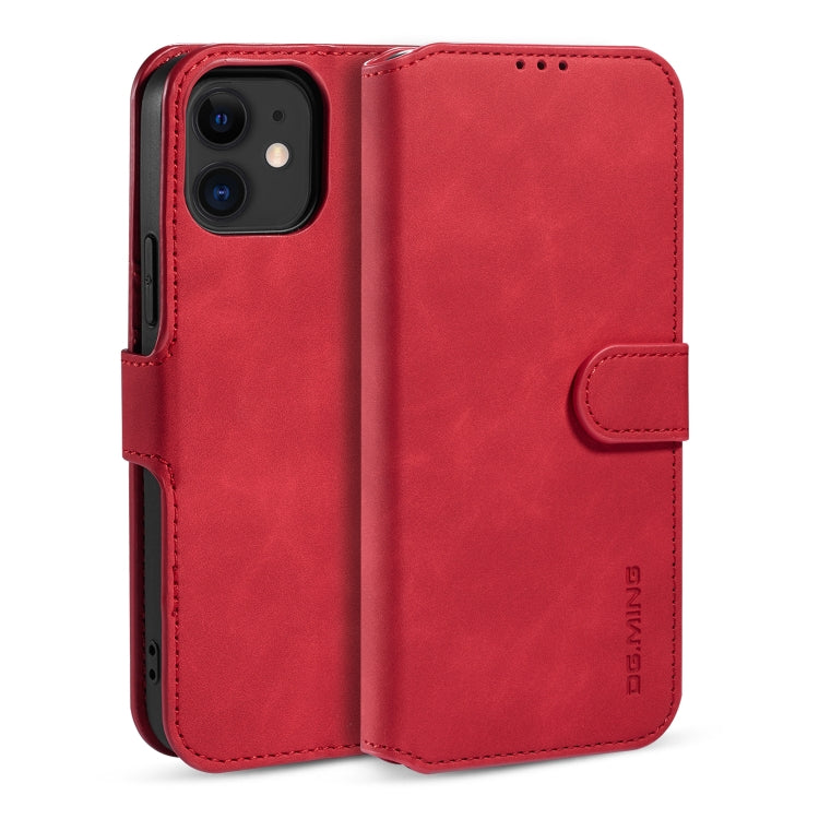 DG.MING Retro Oil Side Horizontal Flip Case with Holder & Card Slots & Wallet, Compatible with iPhone 12 mini