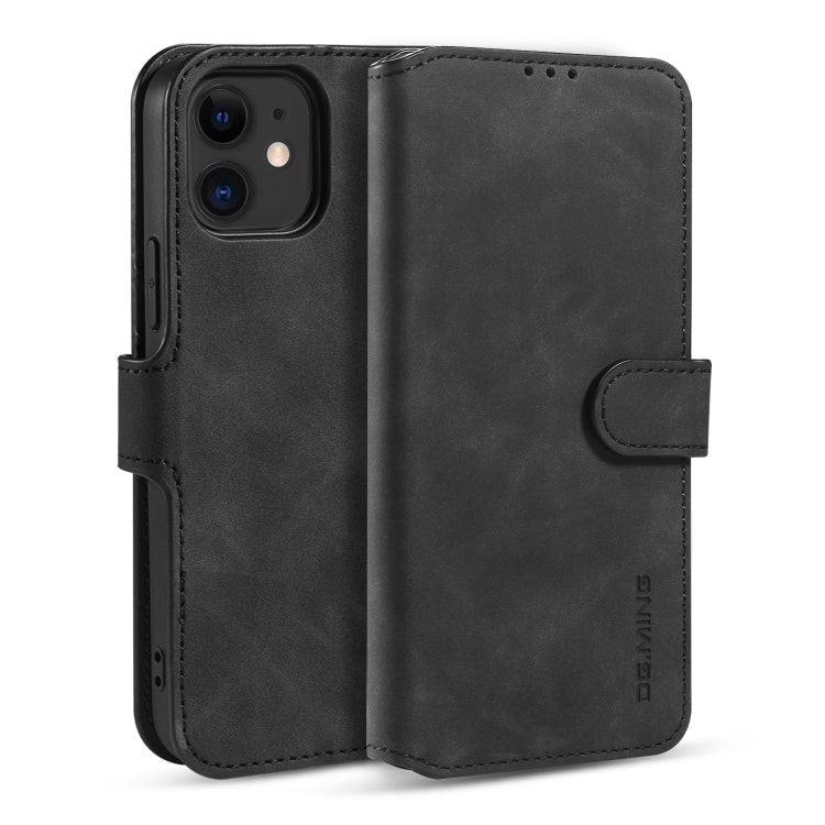 DG.MING Retro Oil Side Horizontal Flip Case with Holder & Card Slots & Wallet, Compatible with iPhone 12 mini