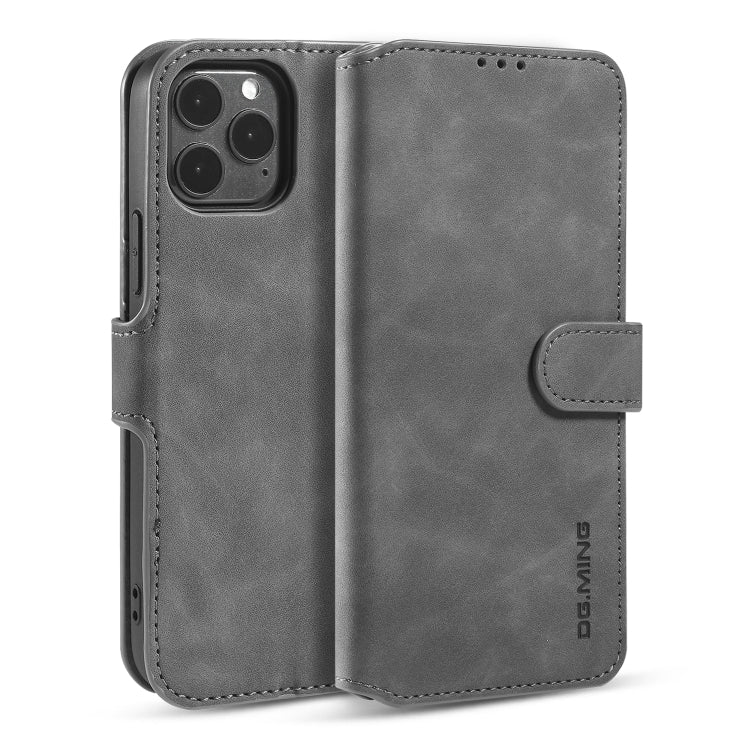 DG.MING Retro Oil Side Horizontal Flip Case with Holder & Card Slots & Wallet, Compatible with iPhone 12 Pro Max