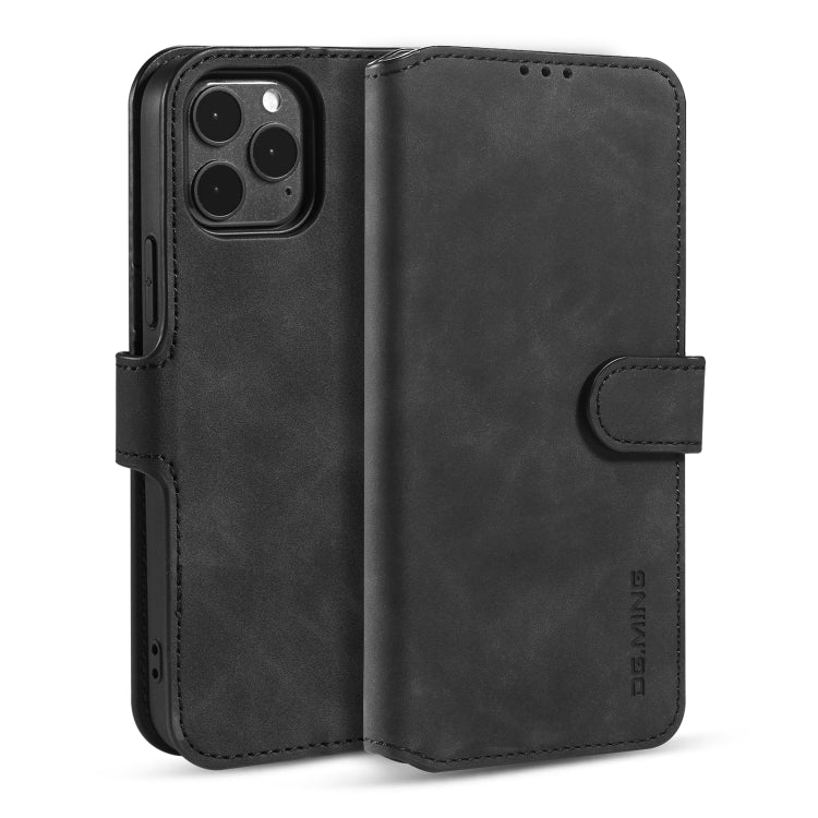 DG.MING Retro Oil Side Horizontal Flip Case with Holder & Card Slots & Wallet, Compatible with iPhone 12 Pro Max