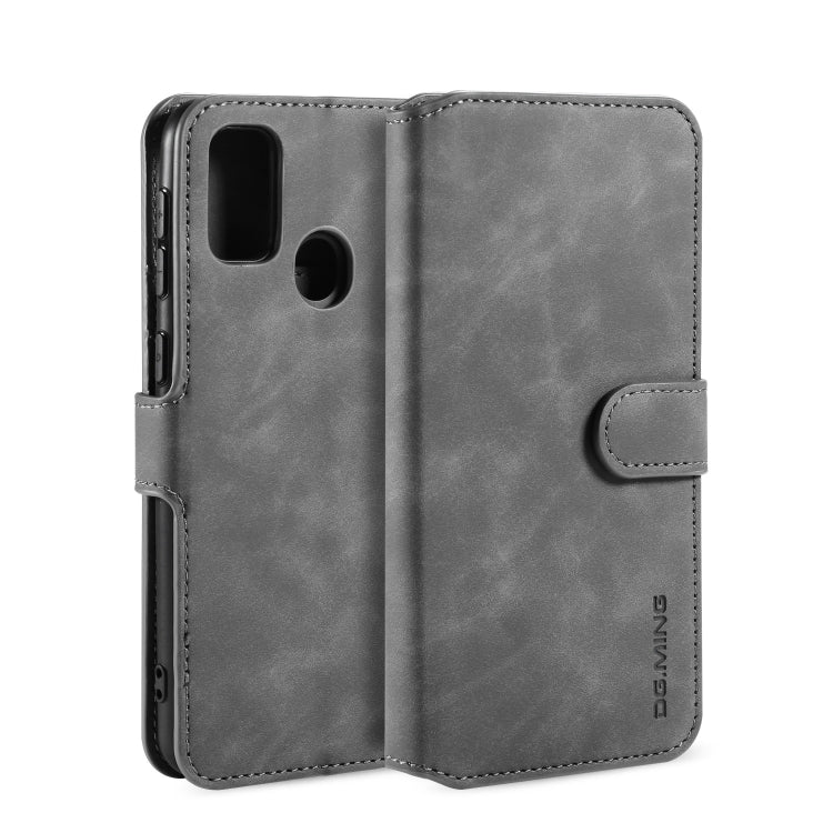 DG.MING Retro Oil Side Horizontal Flip Case with Holder & Card Slots & Wallet, Compatible with Galaxy M30s