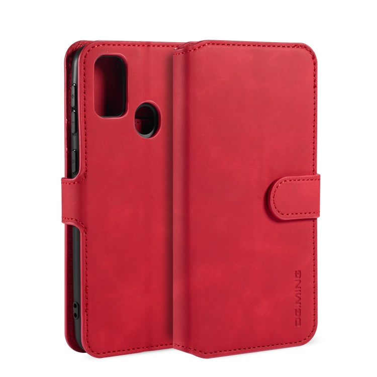 DG.MING Retro Oil Side Horizontal Flip Case with Holder & Card Slots & Wallet, Compatible with Galaxy M30s