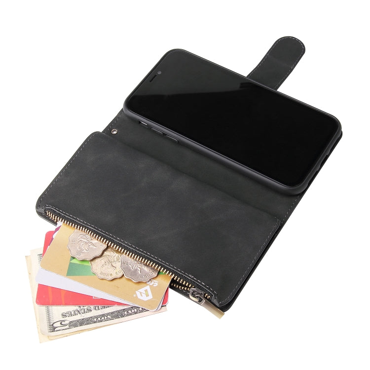 Multifunctional Retro Frosted Horizontal Flip Leather Case with Card Slot & Holder & Zipper Wallet & Photo Frame & Lanyard, For iPhone XR