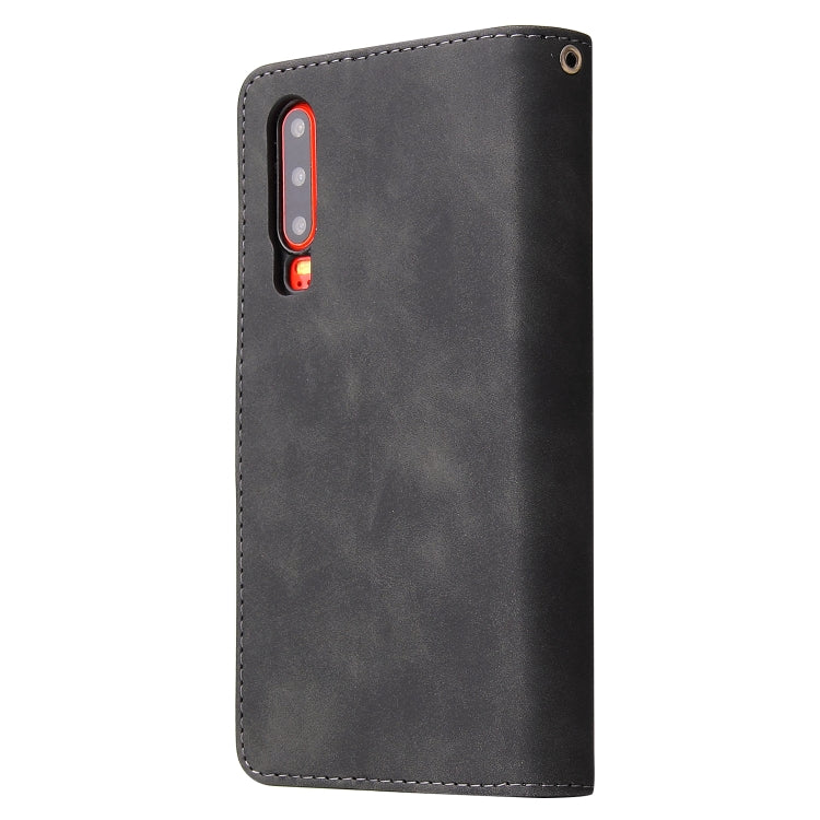 Multifunctional Retro Frosted Horizontal Flip Leather Case with Card Slot & Holder & Zipper Wallet & Photo Frame & Lanyard, Compatible with Huawei P30