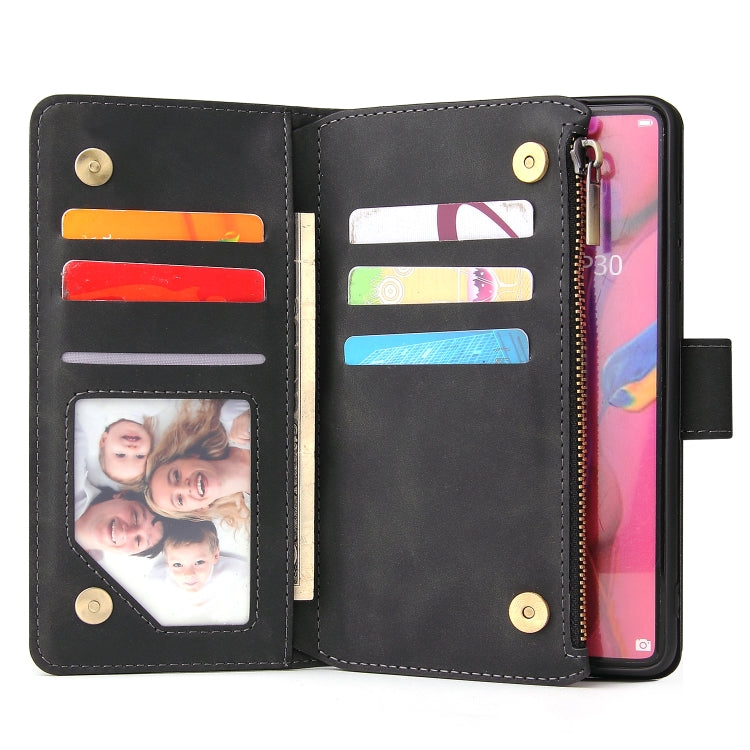 Multifunctional Retro Frosted Horizontal Flip Leather Case with Card Slot & Holder & Zipper Wallet & Photo Frame & Lanyard, Compatible with Huawei P30