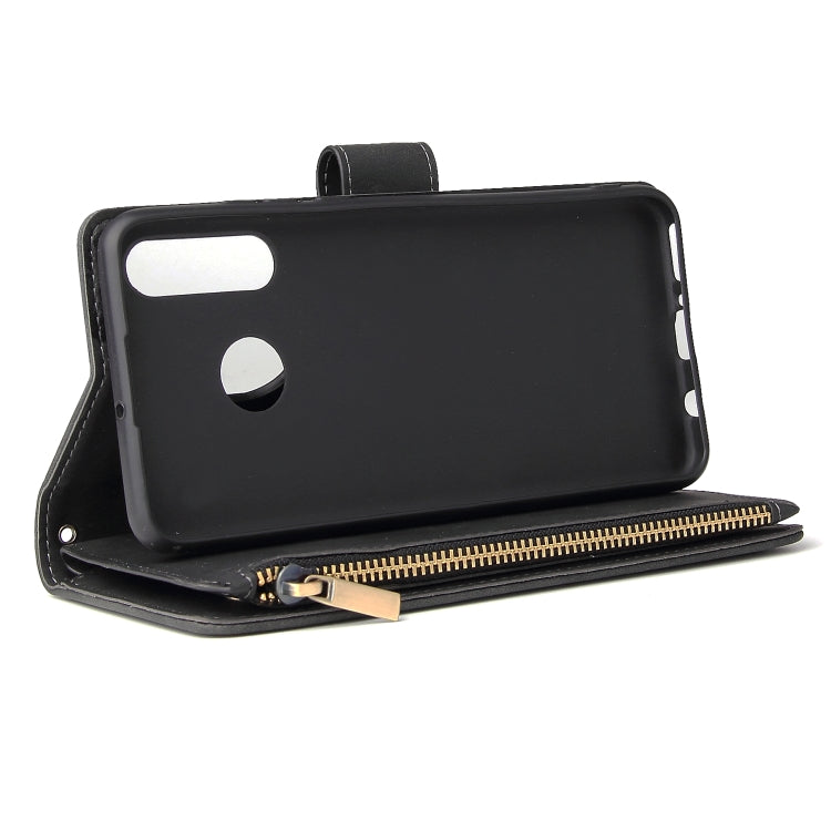 Multifunctional Retro Frosted Horizontal Flip Leather Case with Card Slot & Holder & Zipper Wallet & Photo Frame & Lanyard, Compatible with Huawei P30 Lite