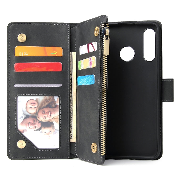 Multifunctional Retro Frosted Horizontal Flip Leather Case with Card Slot & Holder & Zipper Wallet & Photo Frame & Lanyard, Compatible with Huawei P30 Lite
