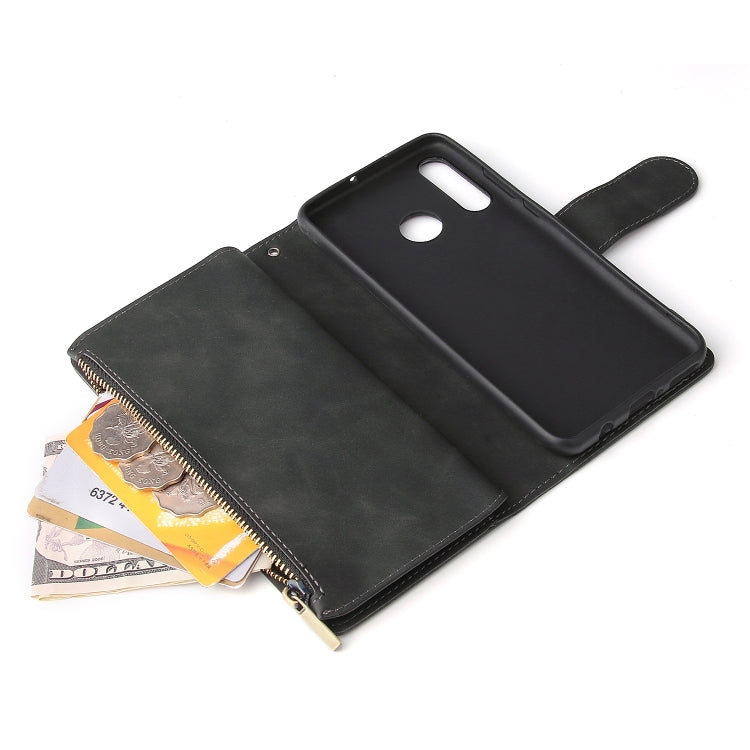 Multifunctional Retro Frosted Horizontal Flip Leather Case with Card Slot & Holder & Zipper Wallet & Photo Frame & Lanyard, Compatible with Huawei P30 Lite