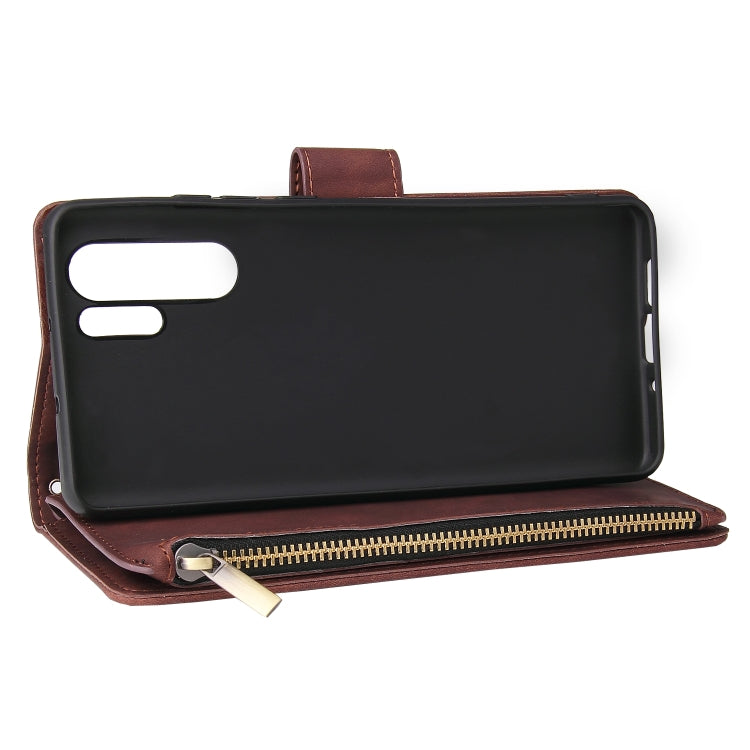 Multifunctional Retro Frosted Horizontal Flip Leather Case with Card Slot & Holder & Zipper Wallet & Photo Frame & Lanyard, Compatible with Huawei P30 Pro