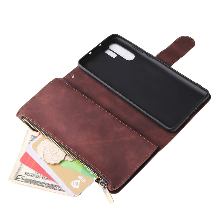 Multifunctional Retro Frosted Horizontal Flip Leather Case with Card Slot & Holder & Zipper Wallet & Photo Frame & Lanyard, Compatible with Huawei P30 Pro