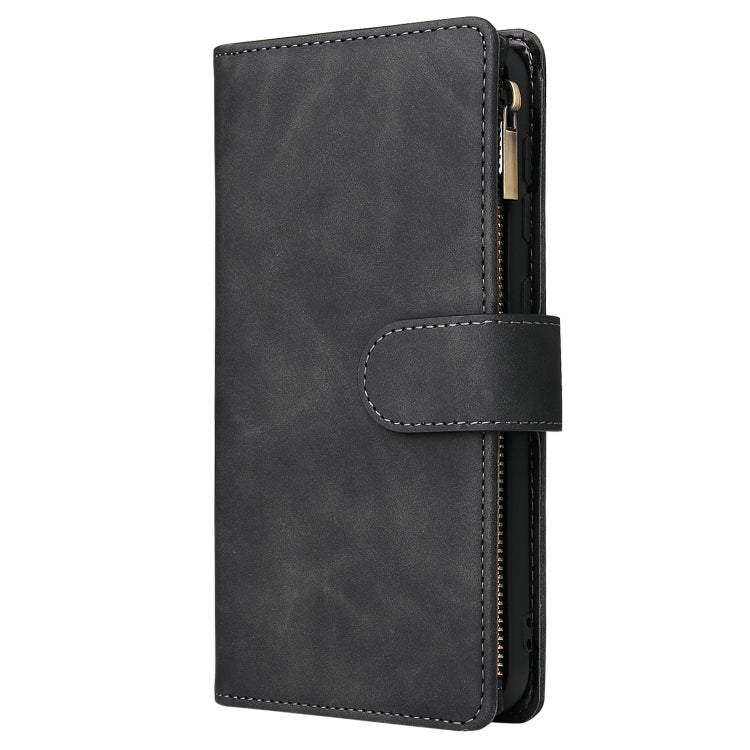 Multifunctional Retro Frosted Horizontal Flip Leather Case with Card Slot & Holder & Zipper Wallet & Photo Frame & Lanyard, Compatible with Samsung Galaxy A10