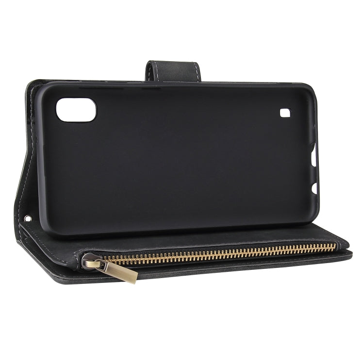 Multifunctional Retro Frosted Horizontal Flip Leather Case with Card Slot & Holder & Zipper Wallet & Photo Frame & Lanyard, Compatible with Samsung Galaxy A10