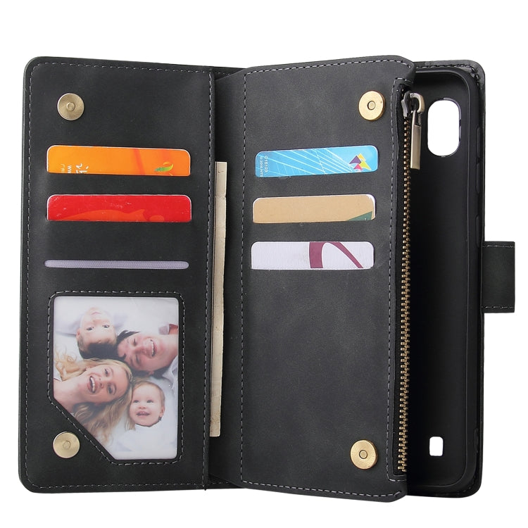 Multifunctional Retro Frosted Horizontal Flip Leather Case with Card Slot & Holder & Zipper Wallet & Photo Frame & Lanyard, Compatible with Samsung Galaxy A10
