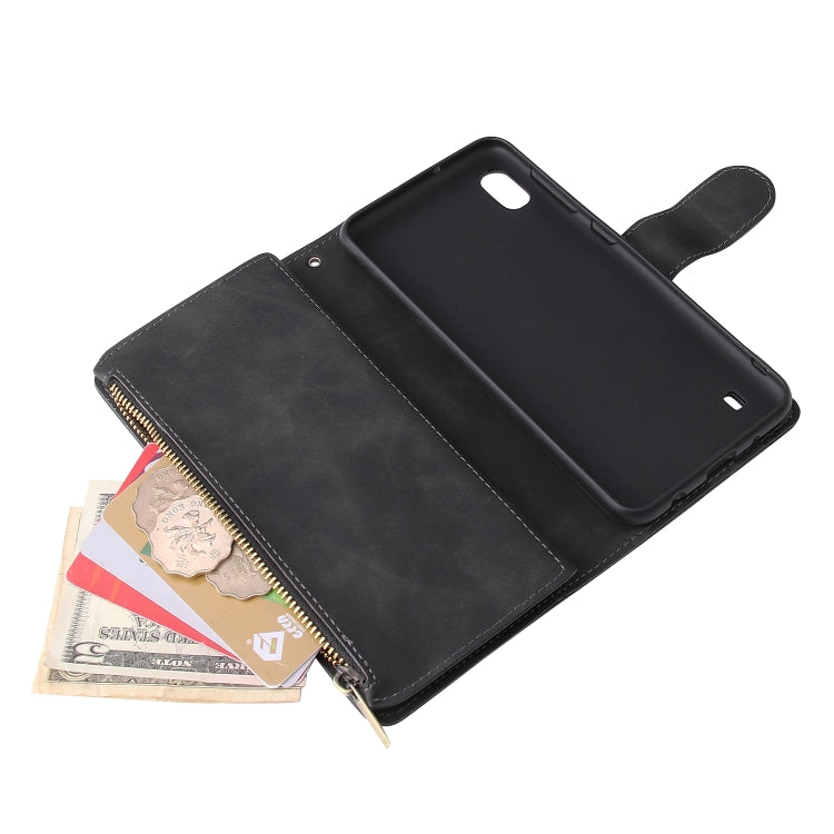 Multifunctional Retro Frosted Horizontal Flip Leather Case with Card Slot & Holder & Zipper Wallet & Photo Frame & Lanyard, For Samsung Galaxy A10