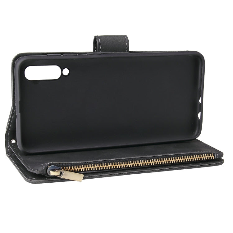 Multifunctional Retro Frosted Horizontal Flip Leather Case with Card Slot & Holder & Zipper Wallet & Photo Frame & Lanyard, Compatible with Samsung Galaxy A50