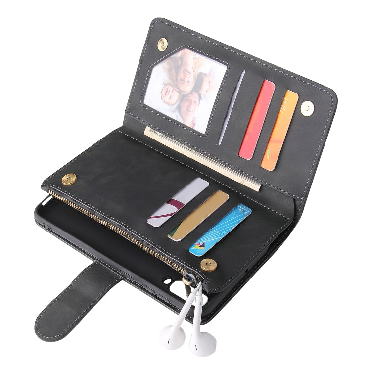 Multifunctional Retro Frosted Horizontal Flip Leather Case with Card Slot & Holder & Zipper Wallet & Photo Frame & Lanyard, Compatible with Samsung Galaxy A50