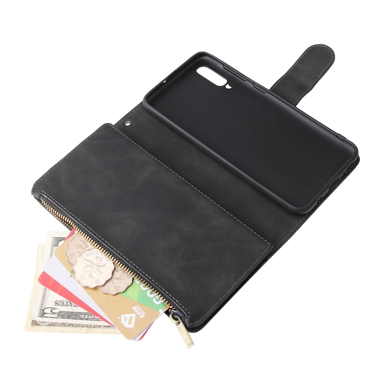 Multifunctional Retro Frosted Horizontal Flip Leather Case with Card Slot & Holder & Zipper Wallet & Photo Frame & Lanyard, Compatible with Samsung Galaxy A50