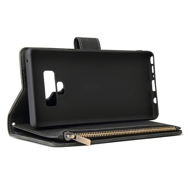 Multifunctional Retro Frosted Horizontal Flip Leather Case with Card Slot & Holder & Zipper Wallet & Photo Frame & Lanyard, Compatible with Samsung Galaxy Note 9
