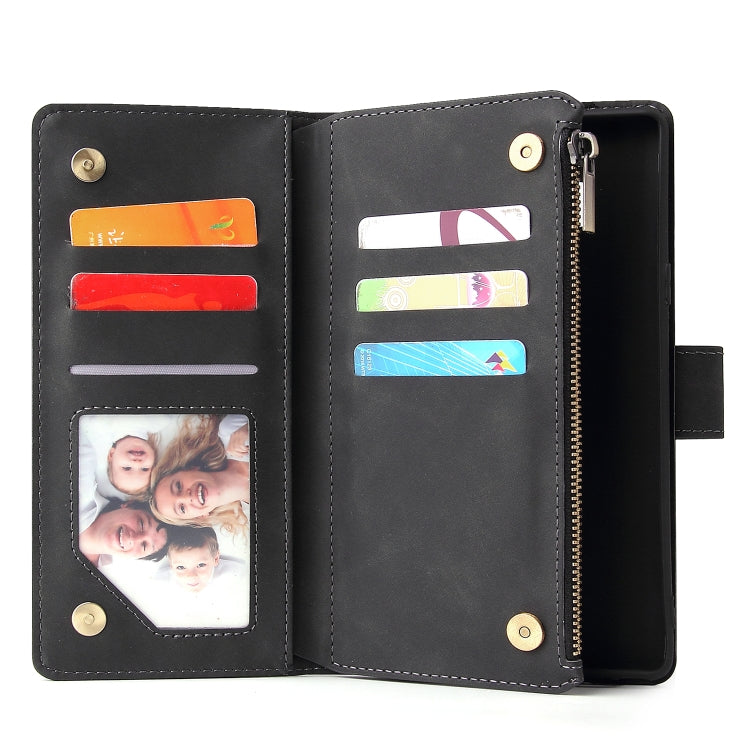 Multifunctional Retro Frosted Horizontal Flip Leather Case with Card Slot & Holder & Zipper Wallet & Photo Frame & Lanyard, Compatible with Samsung Galaxy Note 9