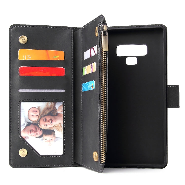 Multifunctional Retro Frosted Horizontal Flip Leather Case with Card Slot & Holder & Zipper Wallet & Photo Frame & Lanyard, Compatible with Samsung Galaxy Note 9