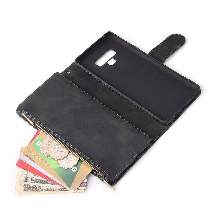 Multifunctional Retro Frosted Horizontal Flip Leather Case with Card Slot & Holder & Zipper Wallet & Photo Frame & Lanyard, Compatible with Samsung Galaxy Note 9