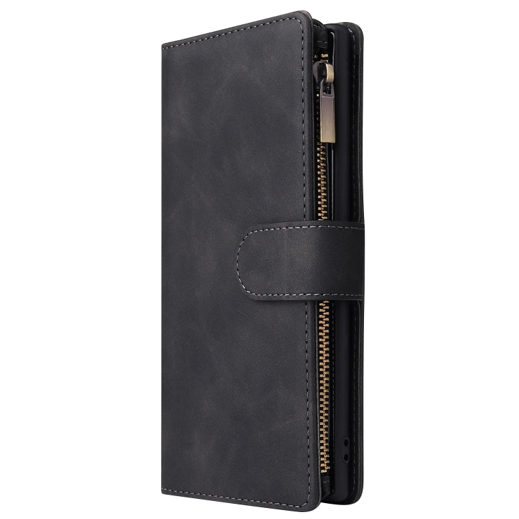 Multifunctional Retro Frosted Horizontal Flip Leather Case with Card Slot & Holder & Zipper Wallet & Photo Frame & Lanyard, Compatible with Samsung Galaxy Note 10+
