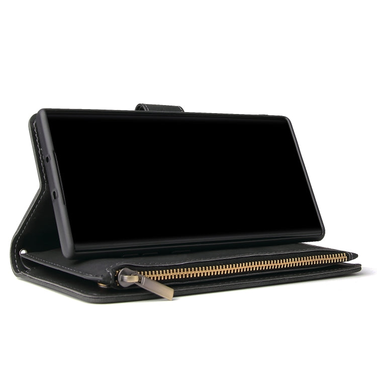 Multifunctional Retro Frosted Horizontal Flip Leather Case with Card Slot & Holder & Zipper Wallet & Photo Frame & Lanyard, Compatible with Samsung Galaxy Note 10+