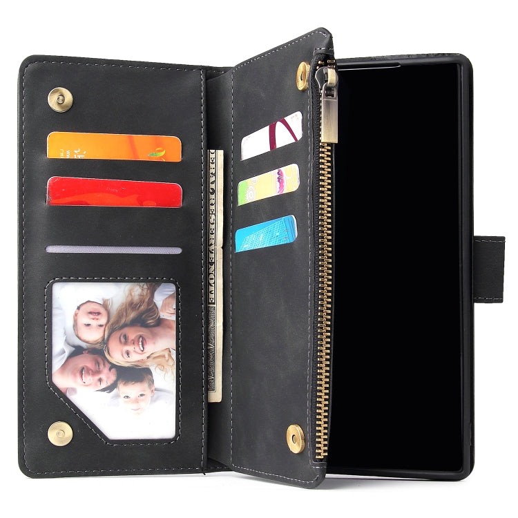 Multifunctional Retro Frosted Horizontal Flip Leather Case with Card Slot & Holder & Zipper Wallet & Photo Frame & Lanyard, Compatible with Samsung Galaxy Note 10+