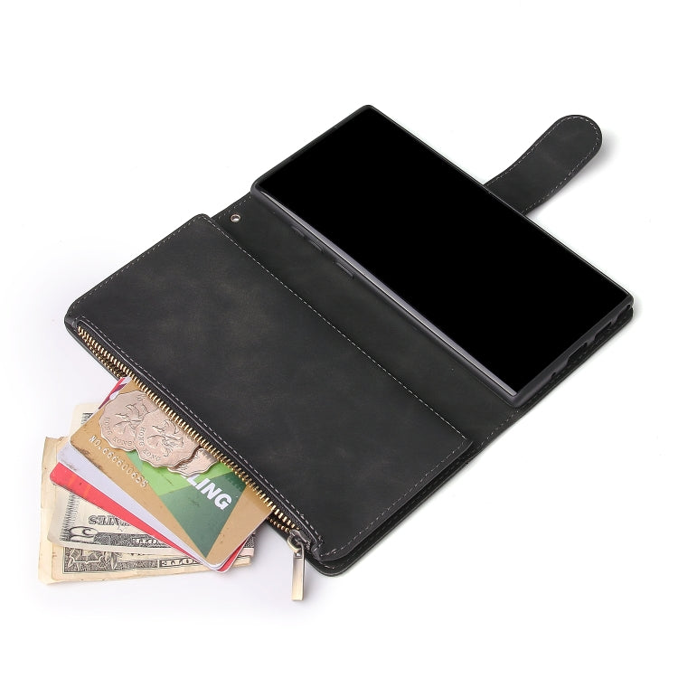 Multifunctional Retro Frosted Horizontal Flip Leather Case with Card Slot & Holder & Zipper Wallet & Photo Frame & Lanyard, Compatible with Samsung Galaxy Note 10+