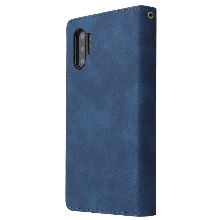 Multifunctional Retro Frosted Horizontal Flip Leather Case with Card Slot & Holder & Zipper Wallet & Photo Frame & Lanyard, Compatible with Samsung Galaxy Note10+