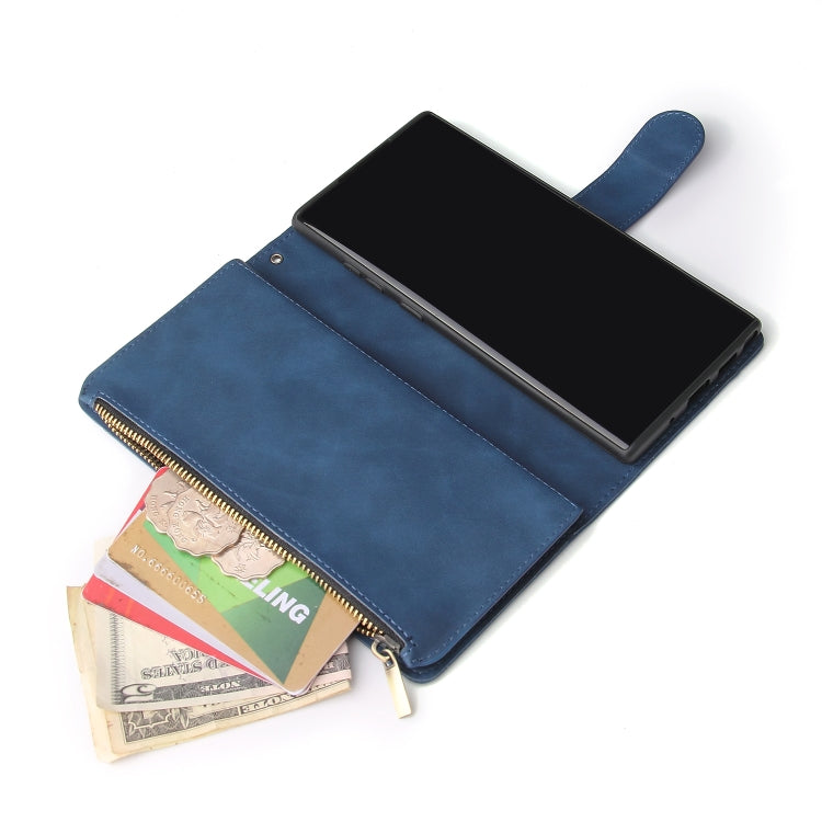 Multifunctional Retro Frosted Horizontal Flip Leather Case with Card Slot & Holder & Zipper Wallet & Photo Frame & Lanyard, Compatible with Samsung Galaxy Note10+