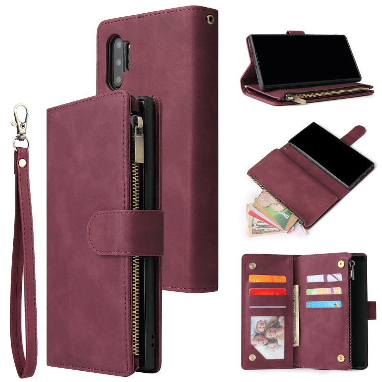 Multifunctional Retro Frosted Horizontal Flip Leather Case with Card Slot & Holder & Zipper Wallet & Photo Frame & Lanyard, Compatible with Samsung Galaxy Note 10+