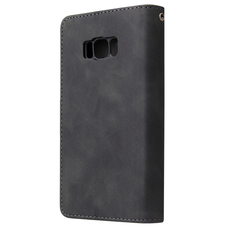 Multifunctional Retro Frosted Horizontal Flip Leather Case with Card Slot & Holder & Zipper Wallet & Photo Frame & Lanyard, Compatible with Samsung Galaxy S8