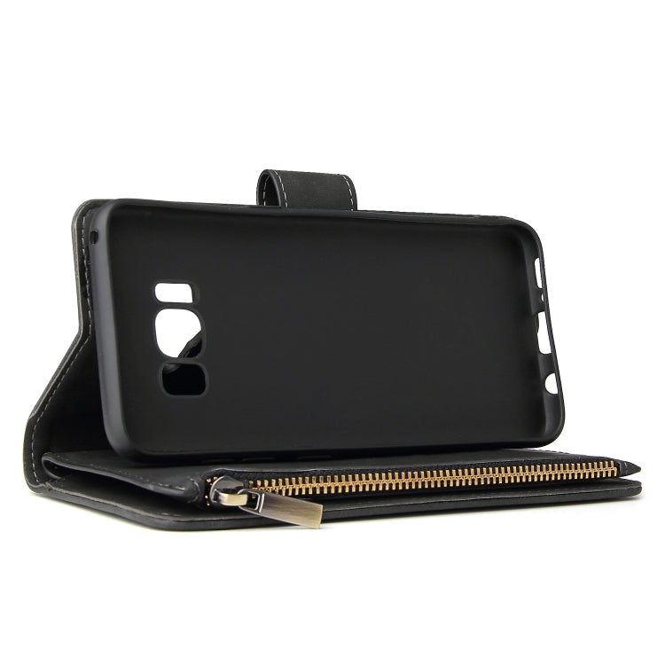 Multifunctional Retro Frosted Horizontal Flip Leather Case with Card Slot & Holder & Zipper Wallet & Photo Frame & Lanyard, Compatible with Samsung Galaxy S8