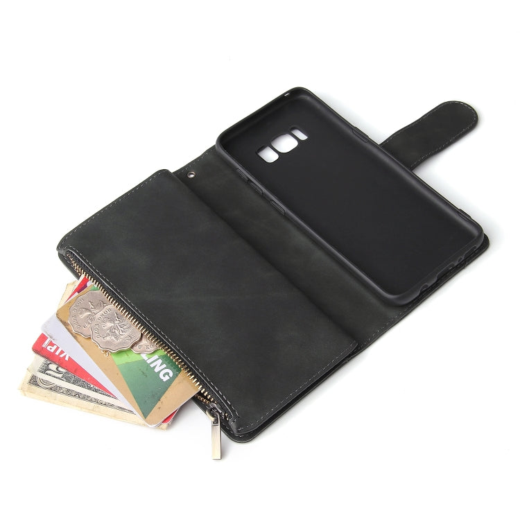 Multifunctional Retro Frosted Horizontal Flip Leather Case with Card Slot & Holder & Zipper Wallet & Photo Frame & Lanyard, Compatible with Samsung Galaxy S8