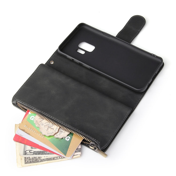 Multifunctional Retro Frosted Horizontal Flip Leather Case with Card Slot & Holder & Zipper Wallet & Photo Frame & Lanyard, For Samsung Galaxy S9