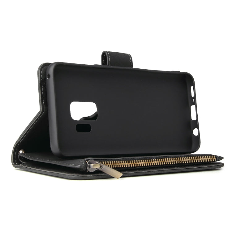 Multifunctional Retro Frosted Horizontal Flip Leather Case with Card Slot & Holder & Zipper Wallet & Photo Frame & Lanyard, Compatible with Samsung Galaxy S9+