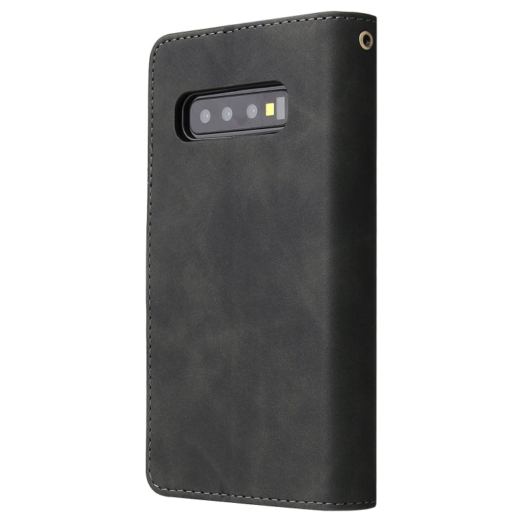 Multifunctional Retro Frosted Horizontal Flip Leather Case with Card Slot & Holder & Zipper Wallet & Photo Frame & Lanyard, Compatible with Samsung Galaxy S10