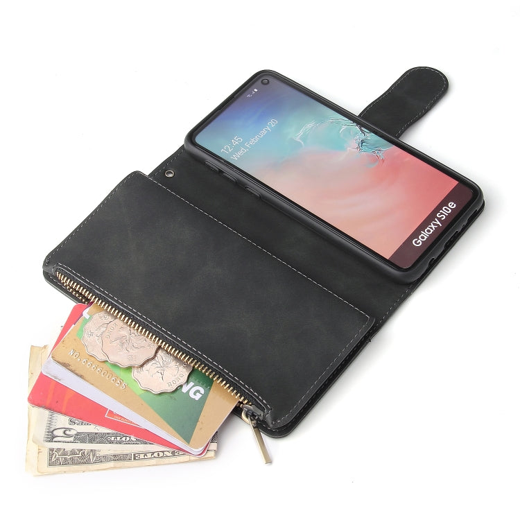 Multifunctional Retro Frosted Horizontal Flip Leather Case with Card Slot & Holder & Zipper Wallet & Photo Frame & Lanyard, For Samsung Galaxy S10e