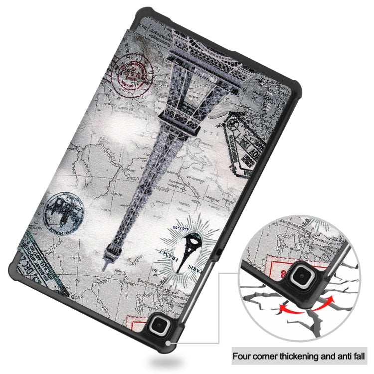 Colored Drawing Pattern Horizontal Flip Leather Case with Three-folding Holder, For Samsung Galaxy Tab A7 Lite T225