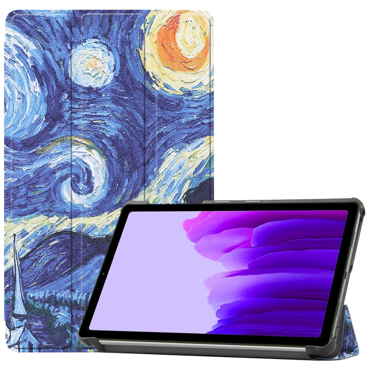 Colored Drawing Pattern Horizontal Flip Leather Case with Three-folding Holder, For Samsung Galaxy Tab A7 Lite T225
