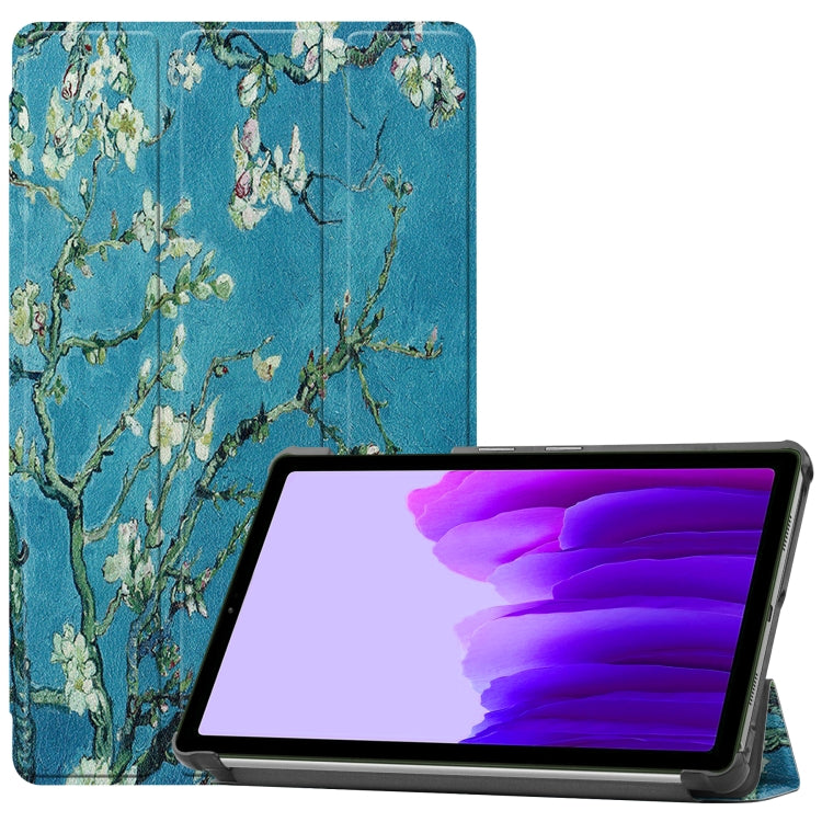 Colored Drawing Pattern Horizontal Flip Leather Case with Three-folding Holder, For Samsung Galaxy Tab A7 Lite T225