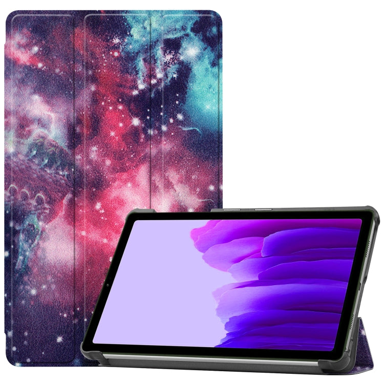 Colored Drawing Pattern Horizontal Flip Leather Case with Three-folding Holder, For Samsung Galaxy Tab A7 Lite T225