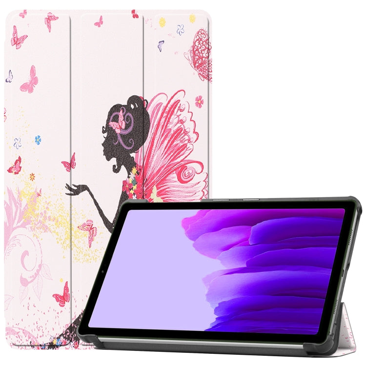 Colored Drawing Pattern Horizontal Flip Leather Case with Three-folding Holder, For Samsung Galaxy Tab A7 Lite T225