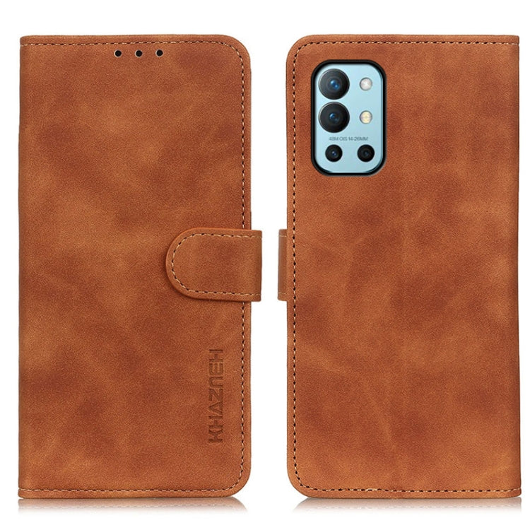 KHAZNEH Retro Texture PU + TPU Horizontal Flip Leather Case with Holder & Card Slots & Wallet, Compatible with OnePlus 9R