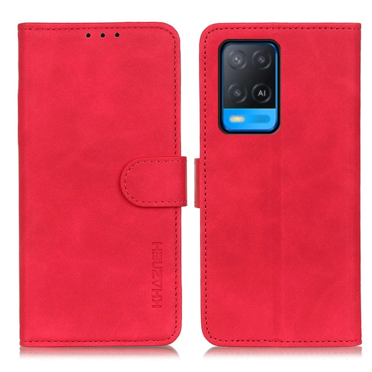 KHAZNEH Retro Texture PU + TPU Horizontal Flip Leather Case with Holder & Card Slots & Wallet, Compatible with OPPO A54 4G